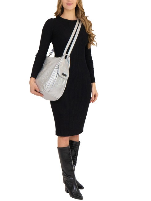 TRIO Rucsac din piele metalizata argint - Genți femei