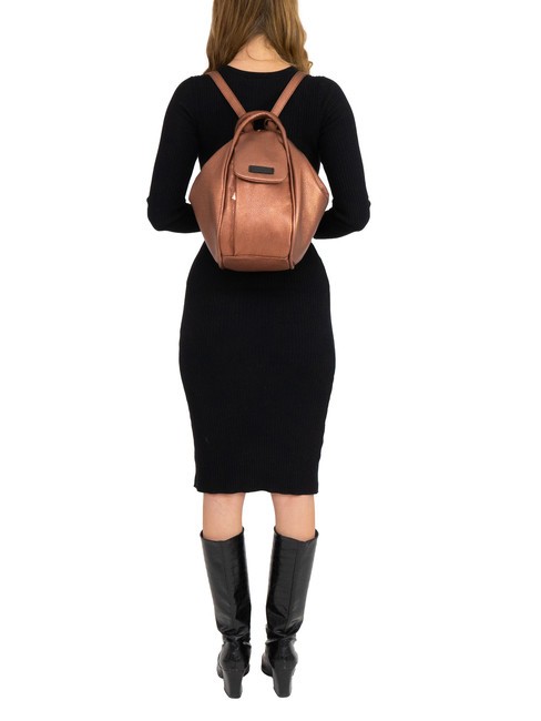 TRIO Rucsac din piele metalizata bronz - Genți femei