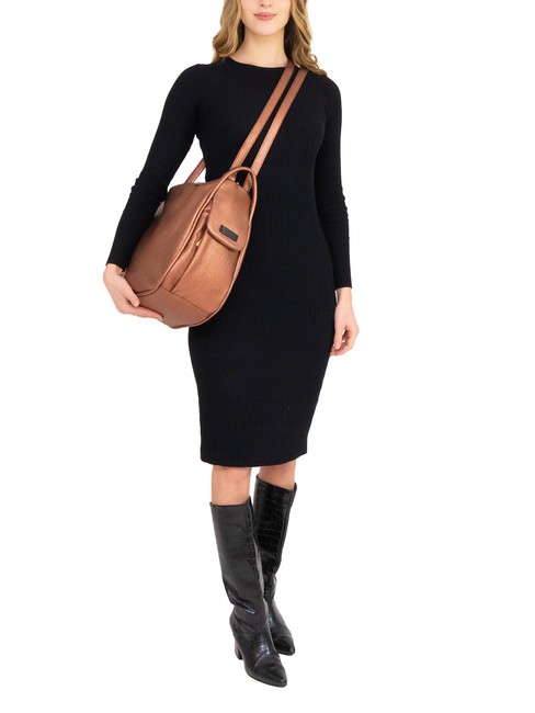 TRIO Rucsac din piele metalizata bronz - Genți femei