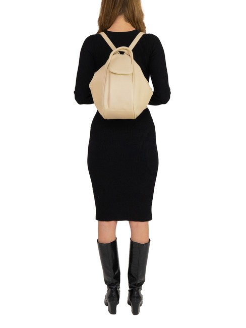 TRIO Rucsac din piele Nappa bej - Genți femei