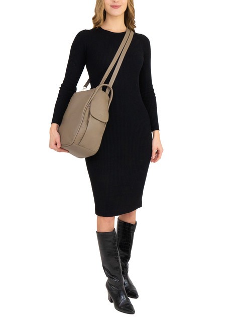 TRIO Rucsac din piele Nappa noroi - Genți femei