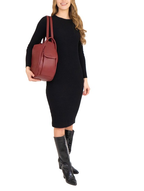 TRIO Rucsac din piele Nappa Burgundia - Genți femei