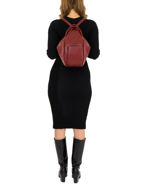 TRIO Rucsac din piele Nappa Burgundia - Genți femei