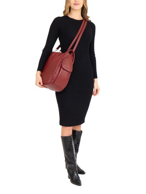 TRIO Rucsac din piele Nappa Burgundia - Genți femei