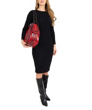 LESAC TRIO Geanta rucsac din piele St python piton roșu - Genți femei - 4