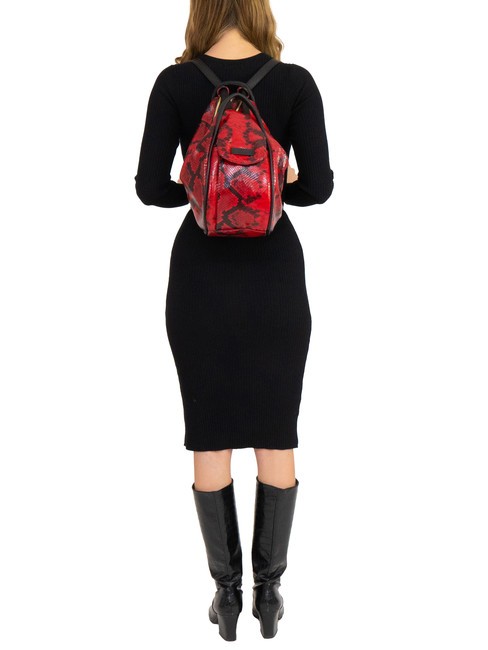 TRIO Geanta rucsac din piele St python piton roșu - Genți femei