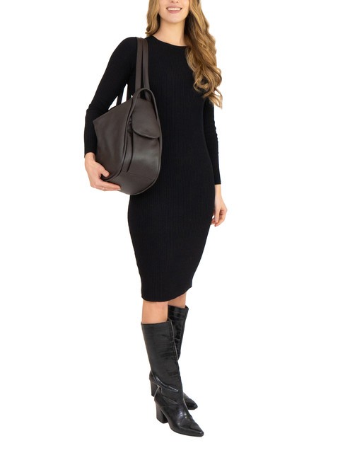 TRIO  Rucsac din piele ciocanita cafea25 - Genți femei