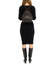 LESAC TRIO  Rucsac din piele ciocanita cafea25 - Genți femei - 5