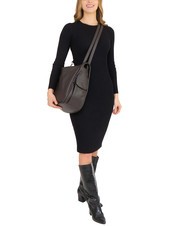 LESAC TRIO  Rucsac din piele ciocanita cafea25 - Genți femei - 6