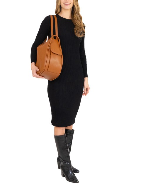 TRIO  Rucsac din piele ciocanita piele25 - Genți femei