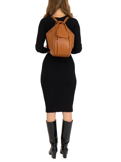 TRIO  Rucsac din piele ciocanita piele25 - Genți femei