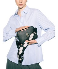 FURLA GARDENIA Geanta husa aparat foto din piele cu imprimeu keria tonuri de negru+gheata - Genți femei - 3