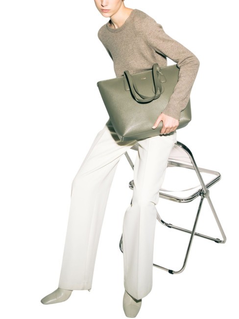 CLASSIC Geanta shopper din piele cu imprimeu Andromeda salvie - Genți femei