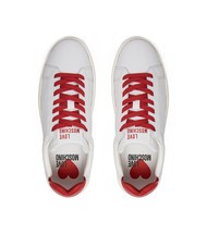 LOVE MOSCHINO BOLD 40 Tenisi din piele alb roșu - Pantofi femei - 4