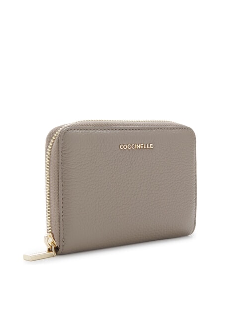 METALLIC SOFT Portofel cu fermoar taupe cald - Portofele femei