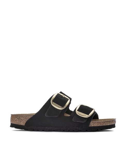 ARIZONA BIG BUCKLE Sandale papuci din piele nubuck negru - Pantofi femei