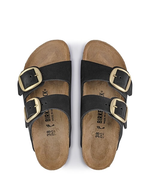 ARIZONA BIG BUCKLE Sandale papuci din piele nubuck negru - Pantofi femei