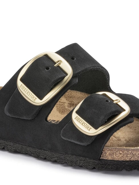 ARIZONA BIG BUCKLE Sandale papuci din piele nubuck negru - Pantofi femei