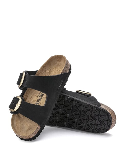 ARIZONA BIG BUCKLE Sandale papuci din piele nubuck negru - Pantofi femei