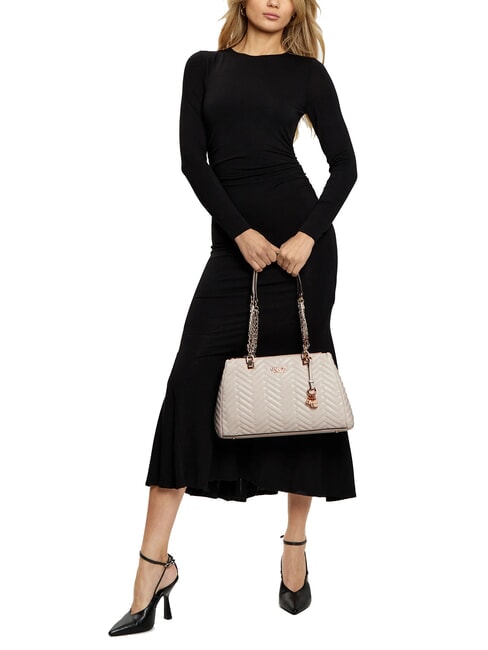 ANNING Geantă matlasată cu mânere cu lanț STONE - Genți femei