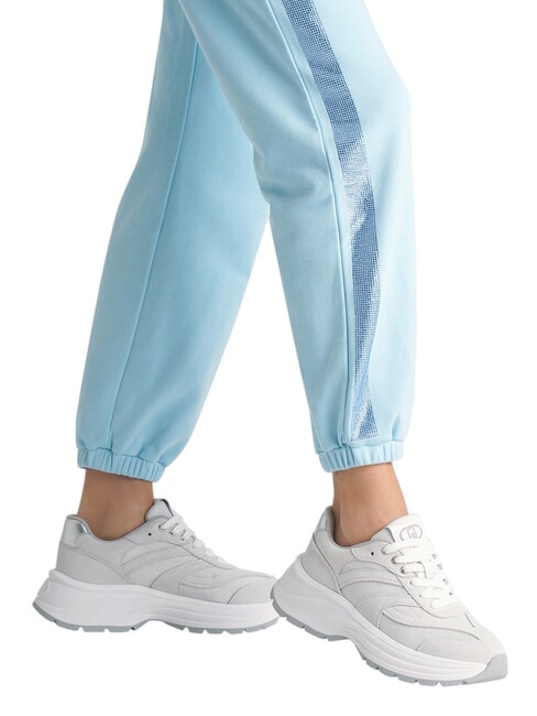 EVA 03 Tenisi din piele intoarsa si plasa stralucitoare alb/whi - Pantofi femei