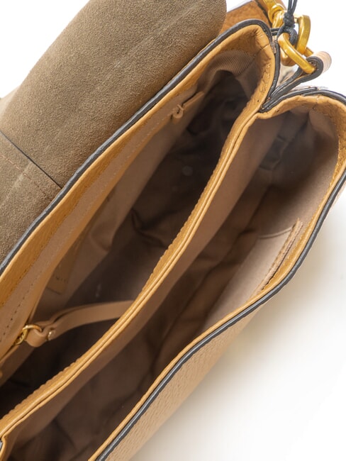 HELENA ROUND Geanta din piele cu curea dubla de umar natură - Genți femei