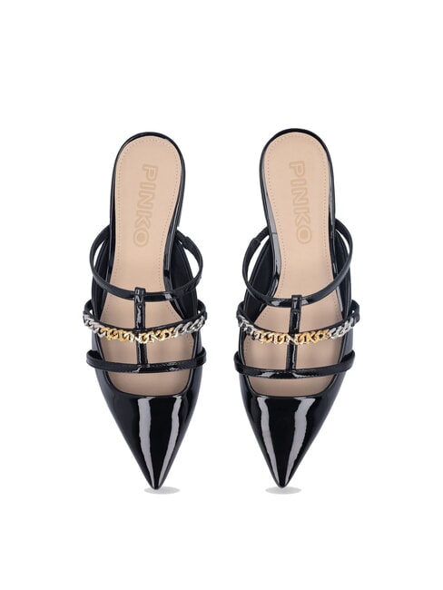 GIANIRA Balerini din piele lacuita limuzină neagră - Pantofi femei