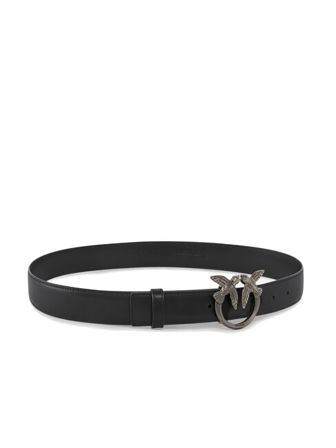 LOVE BERRY Curea de piele negru-argint vechi - Curele