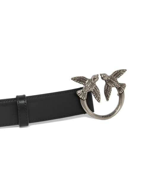 LOVE BERRY Curea de piele negru-argint vechi - Curele