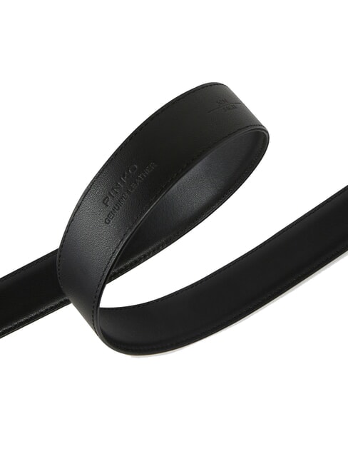 LOVE BERRY Curea de piele negru-argint vechi - Curele