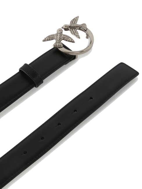 LOVE BERRY Curea de piele negru-argint vechi - Curele
