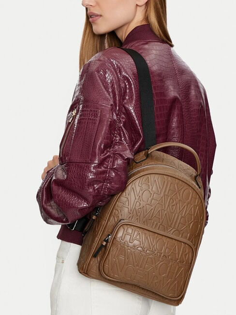 LOGO ALL OVER Rucsac cu buzunar pisco întunecat - Genți femei