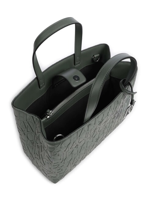 LOGO EMBOSSED Cumpărător manual, cu curea de umăr absint - Genți femei