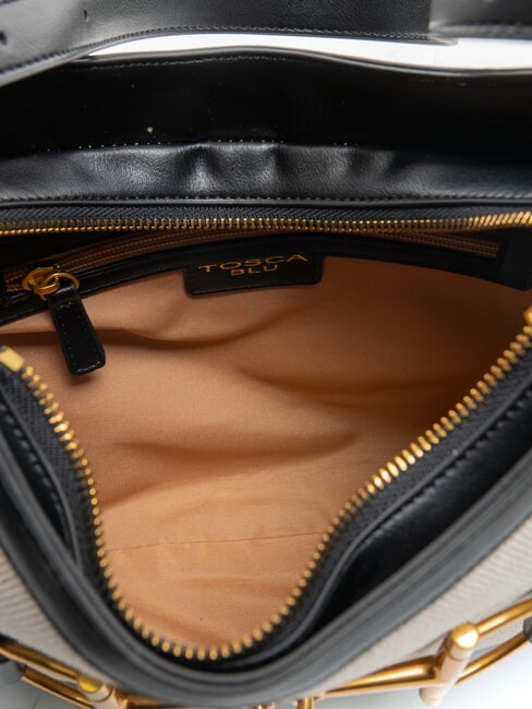 POSITANO Geantă de umăr cu inserții jacquard negru - Genți femei