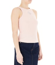 GUESS NEW SL ROUND GUENDALINA Top cu logo cu strasuri 4G perla roz - tricou - 3