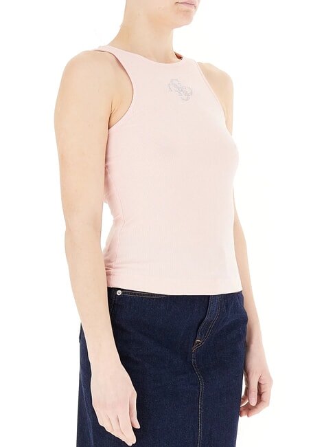 NEW SL ROUND GUENDALINA Top cu logo cu strasuri 4G perla roz - tricou