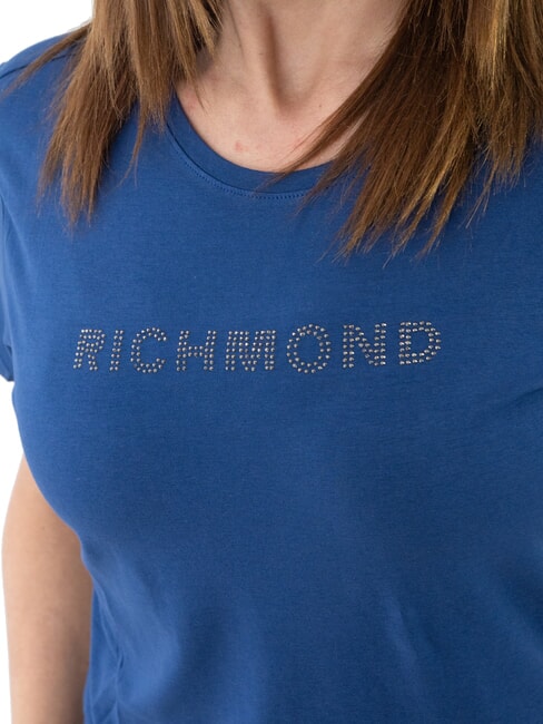 MECHI Tricou cu logo cu strasuri stretch albastru - tricou