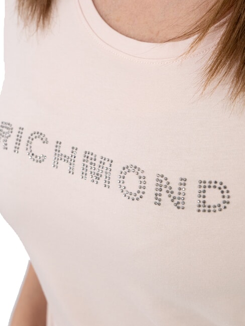 MECHI Tricou cu logo cu strasuri stretch pudra - tricou