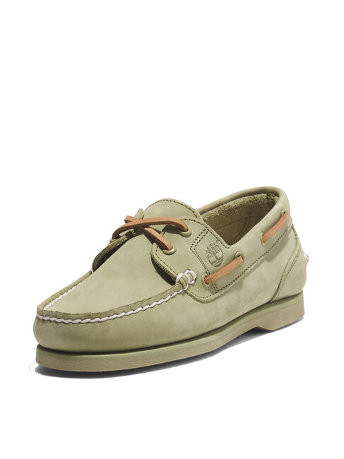CLASSIC BOAT Pantofi de barca din piele intoarsa verde deschis - Pantofi femei
