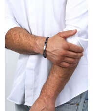 SECTOR BANDY Bratara din otel si piele - Brățări pentru bărbați