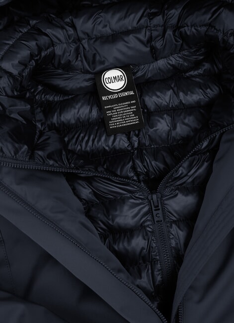 SURROUNDING Jachetă lungă căptușită cu glugă albastru marin - Jachete pentru femei