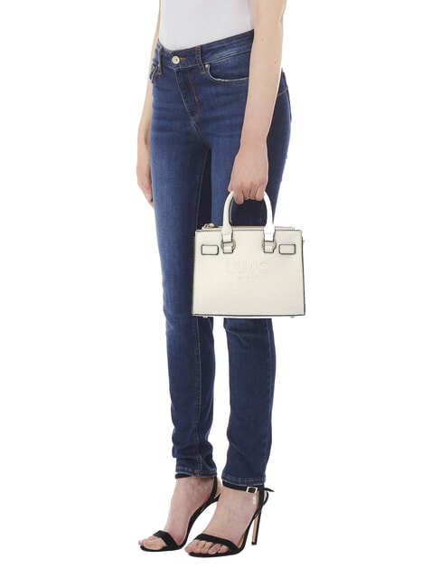 HALONA Geantă tote mică realizată manual aproape alb - Genți femei