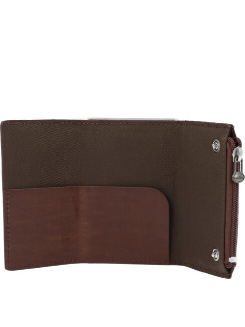STORY  Suport card din piele maro 14/ruteniu paladiu - Portofele bărbați