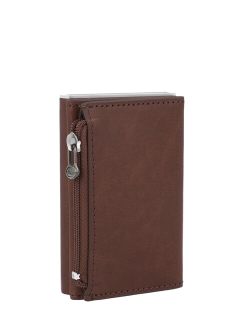 STORY  Suport card din piele maro 14/ruteniu paladiu - Portofele bărbați