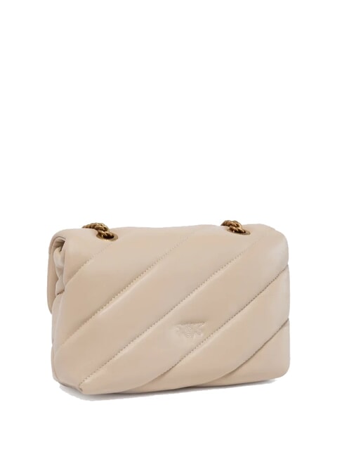 MINI LOVE BAG Geanta Nappa bej-gri fumuriu-auriu antic - Genți femei