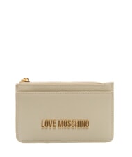 LOVE MOSCHINO METALLIC LOGO Suport plat pentru carduri cu portmonee fildeş - Portofele femei - 3