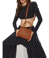 LOVE MOSCHINO LETTERING Geantă mini, cu curea de umăr nuci - Genți femei - 4