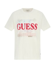 GUESS WORLD STAMPS Tricou din bumbac alb perlat multi - tricou - 3