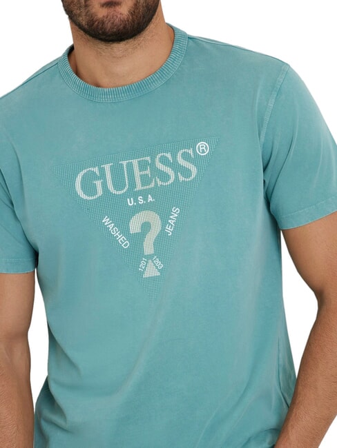 TRIANGLE Tricou din bumbac cu imprimeu teal moale - tricou