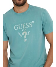 GUESS TRIANGLE Tricou din bumbac cu imprimeu teal moale - tricou - 3